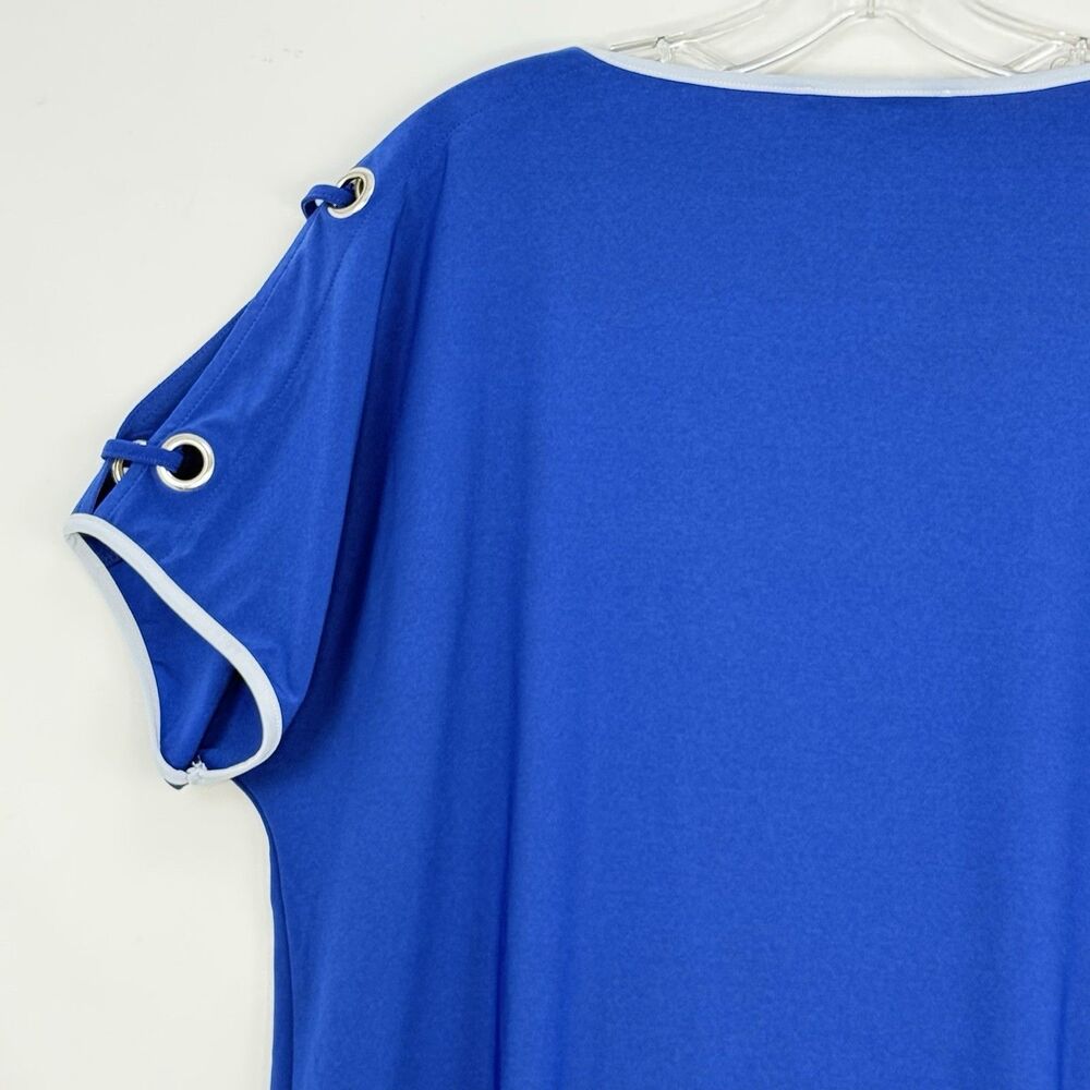 Coconut Row Palm Beach Royal Blue Short Sleeve Women's Top Médium - Picture 16 of 16